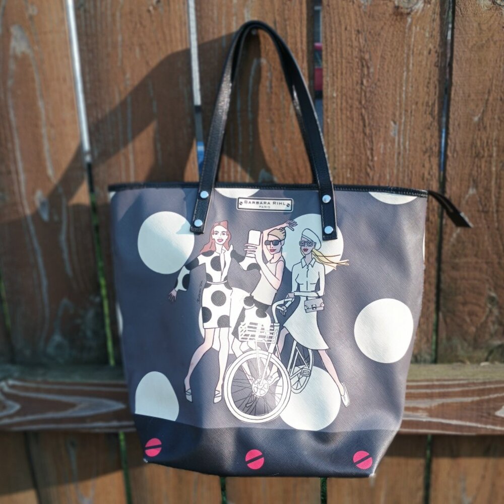 Barbara Rihl Paris Dot Pattern Tote Bag Purse